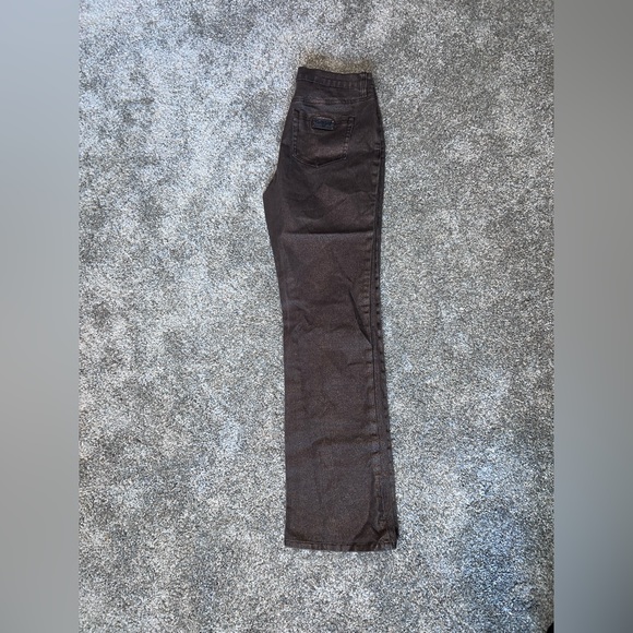 Diane Gilman DG2 vintage Y2K brown stretchy shimmery bootcut pants - Picture 2 of 5
